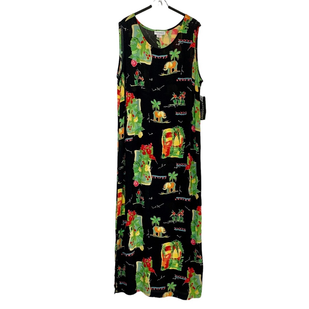 STATEMENT by New Frontier Vintage Crepe Rayon Floral Shift Dress Sz 14